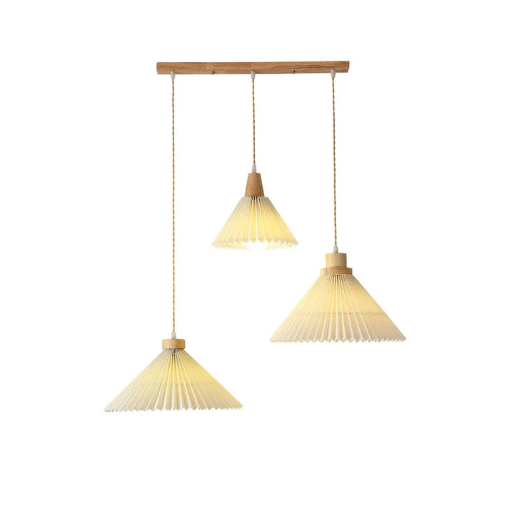 Geplooide Houten Hanglamp - Natuurlijke Warmte in Modern Design