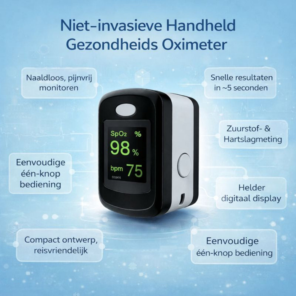 Pulsoximeter Vinger Zuurstofmeter Hartslagmonitor Digitaal