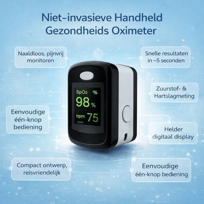 Pulsoximeter Vinger Zuurstofmeter Hartslagmonitor Digitaal