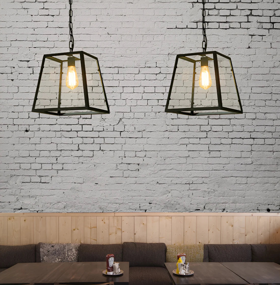 Retro Industriële Stijl Glazen Hanglamp
