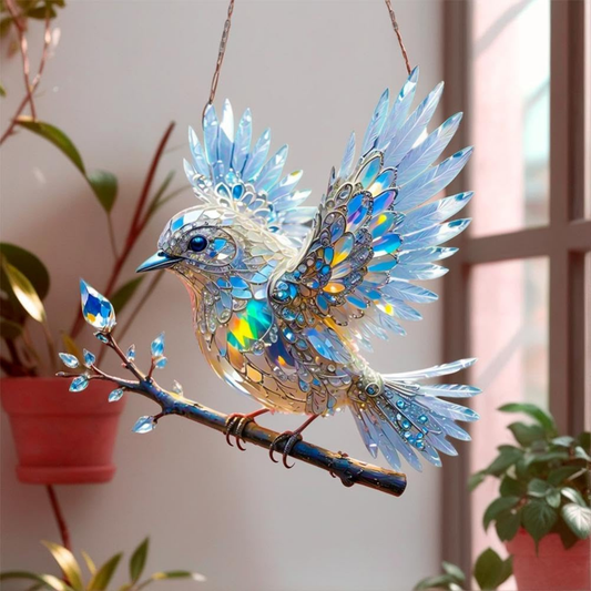 Raamdecoratie Vogel Glas In Lood Stijl Acryl