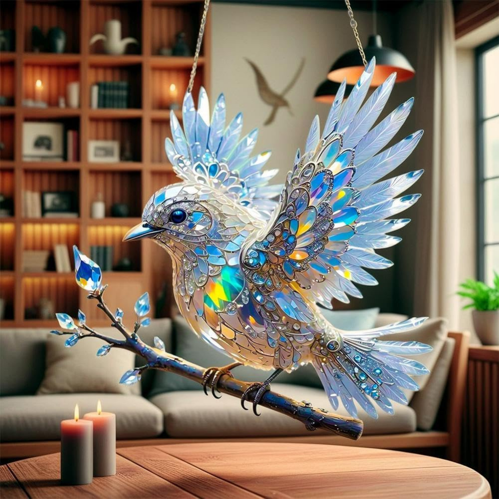 Raamdecoratie Vogel Glas In Lood Stijl Acryl