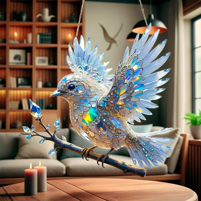 Raamdecoratie Vogel Glas In Lood Stijl Acryl