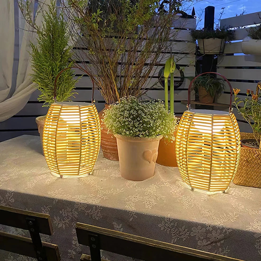Retro Creatieve Rotan Draadloze Buitentafel Lamp