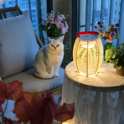 Retro Creatieve Rotan Draadloze Buitentafel Lamp
