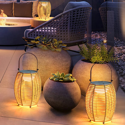 Retro Creatieve Rotan Draadloze Buitentafel Lamp