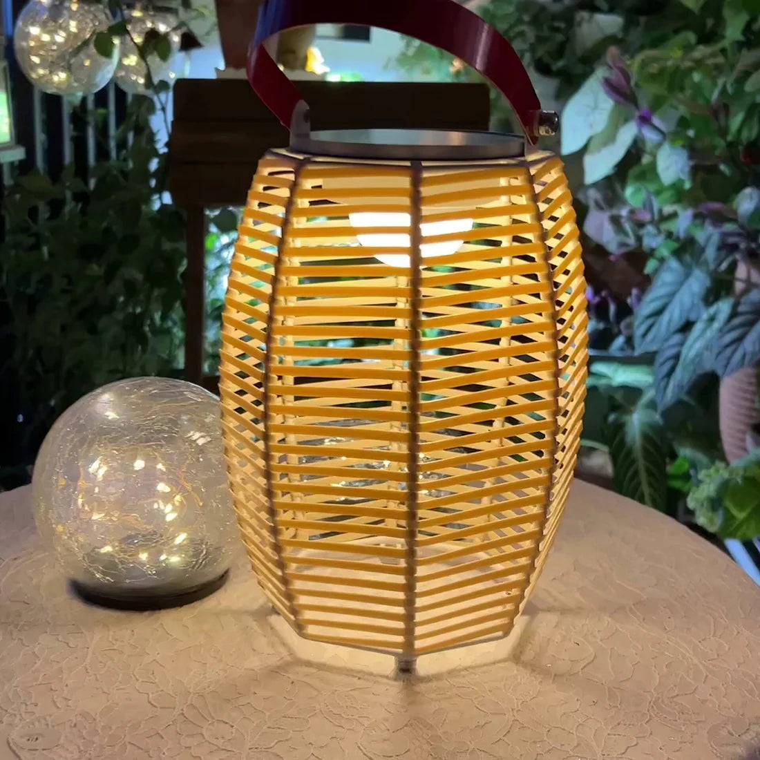 Retro Creatieve Rotan Draadloze Buitentafel Lamp