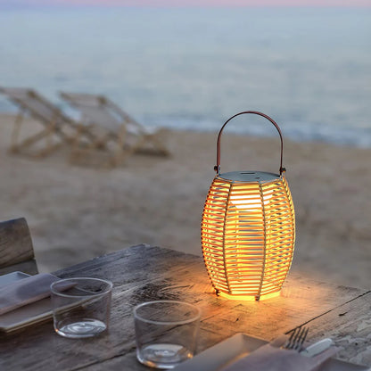 Retro Creatieve Rotan Draadloze Buitentafel Lamp