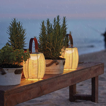 Retro Creatieve Rotan Draadloze Buitentafel Lamp