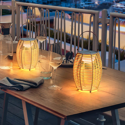 Retro Creatieve Rotan Draadloze Buitentafel Lamp