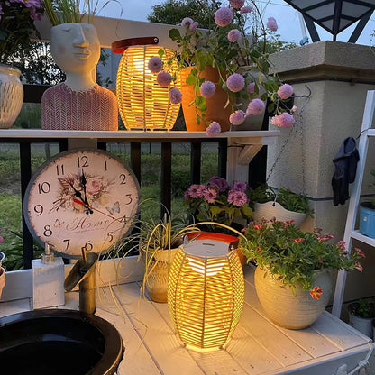 Retro Creatieve Rotan Draadloze Buitentafel Lamp