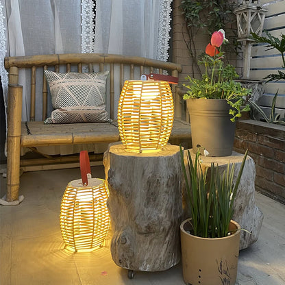 Retro Creatieve Rotan Draadloze Buitentafel Lamp