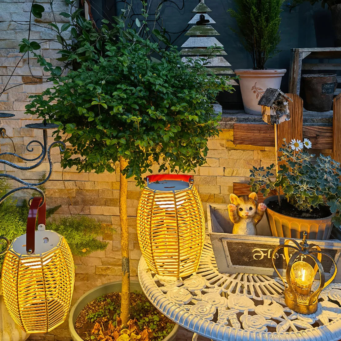 Retro Creatieve Rotan Draadloze Buitentafel Lamp