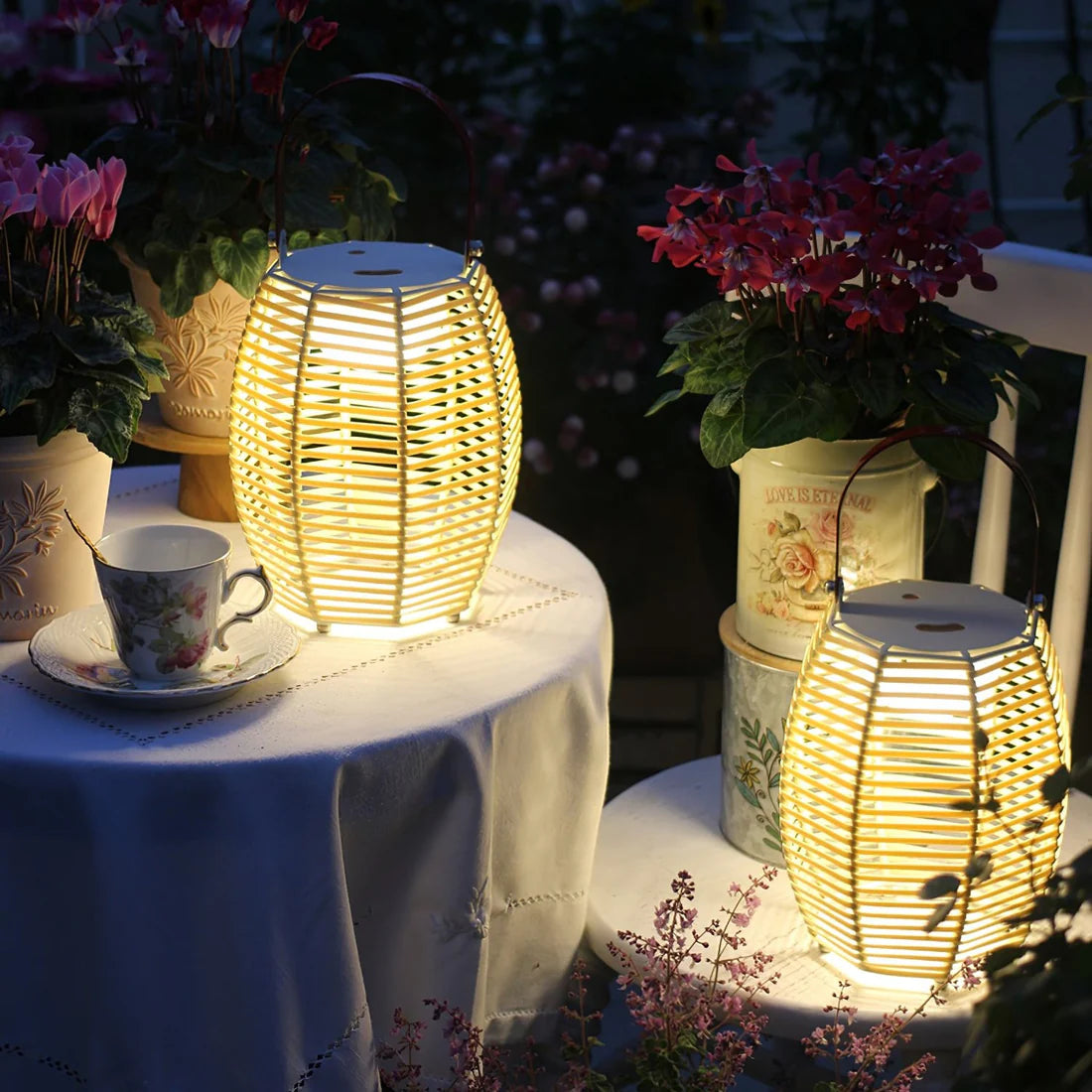 Retro Creatieve Rotan Draadloze Buitentafel Lamp