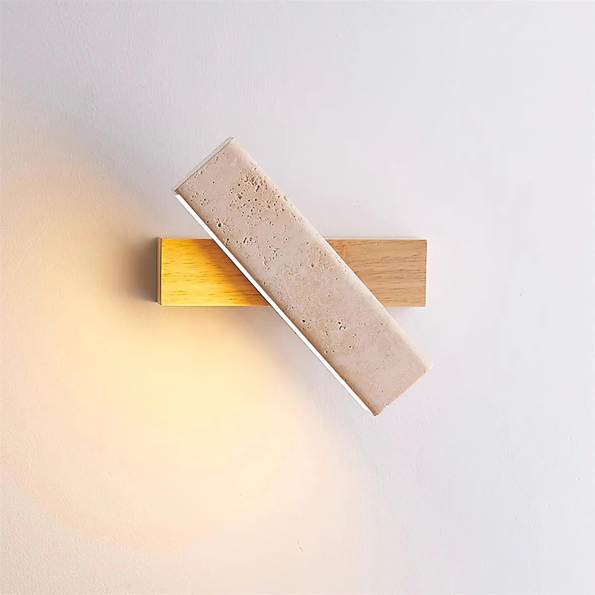 Rectangle Wandlamp van Travertijn & Hout