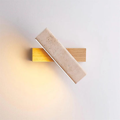 Rectangle Wandlamp van Travertijn & Hout