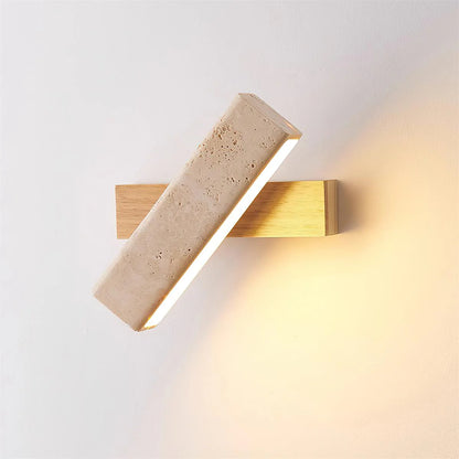 Rectangle Wandlamp van Travertijn & Hout