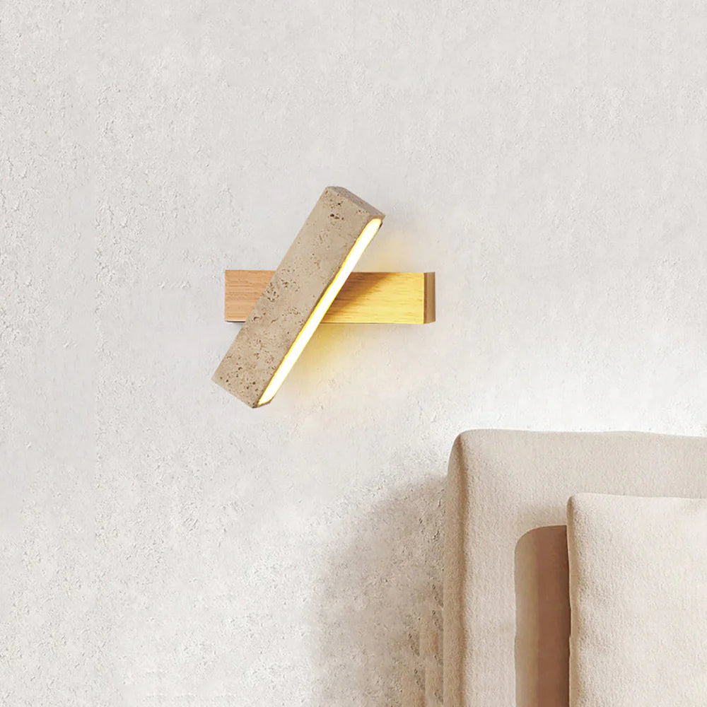Rectangle Wandlamp van Travertijn & Hout