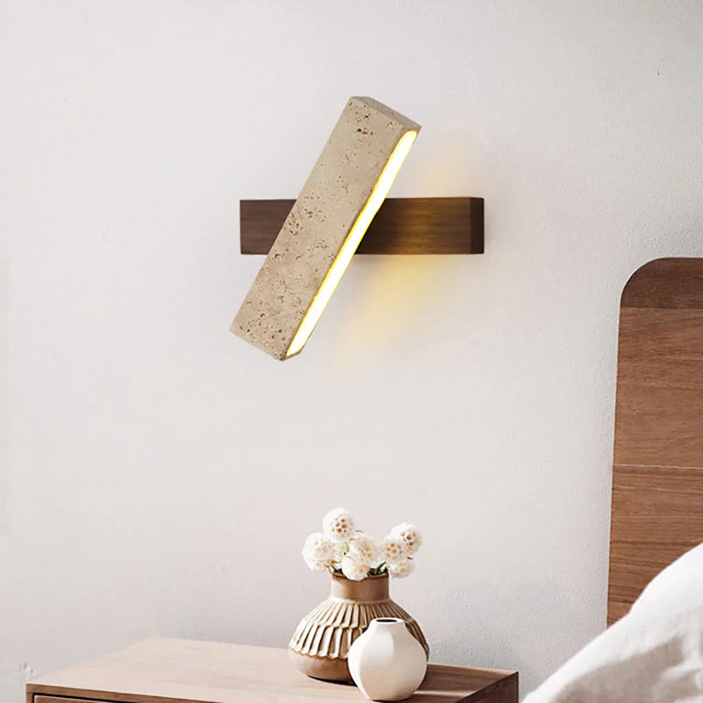 Rectangle Wandlamp van Travertijn & Hout