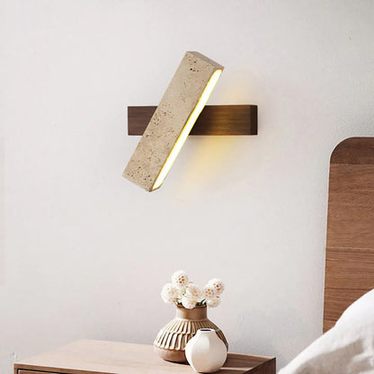 Rectangle Wandlamp van Travertijn & Hout