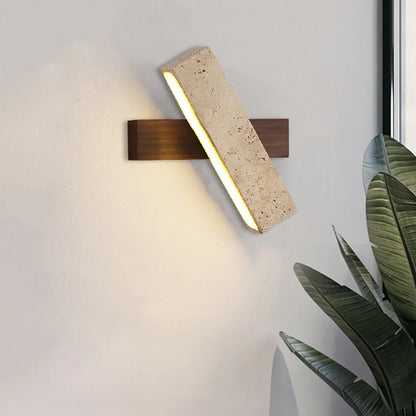 Rectangle Wandlamp van Travertijn & Hout