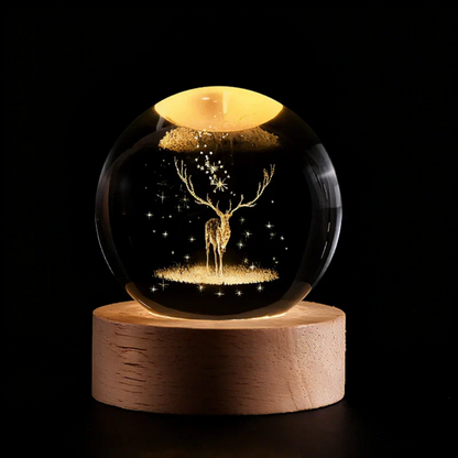 Kristallen Bol Lamp 3D Gravure LED Sfeerverlichting Hout