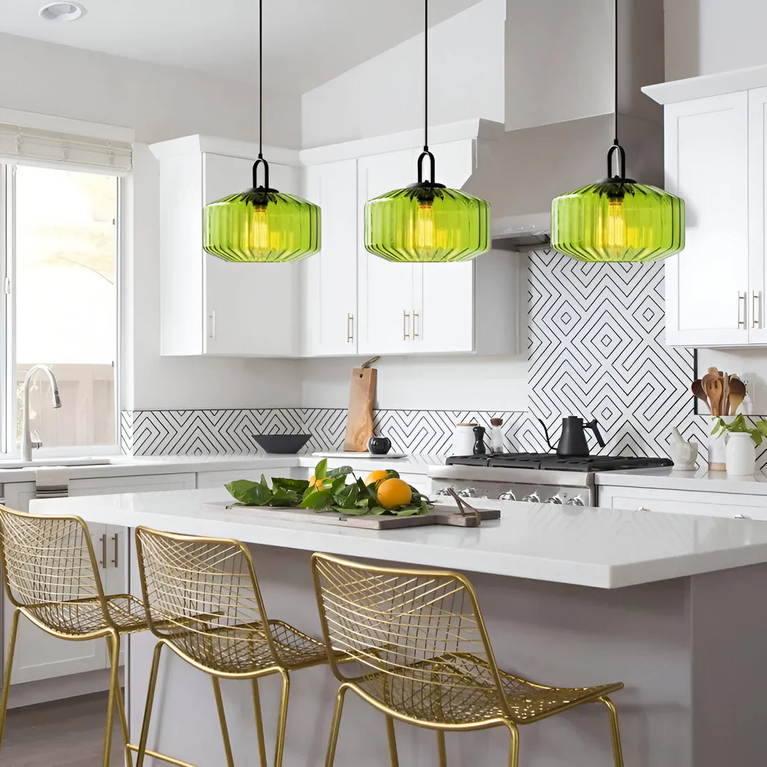 Retro Gekleurd Glazen Hanglamp