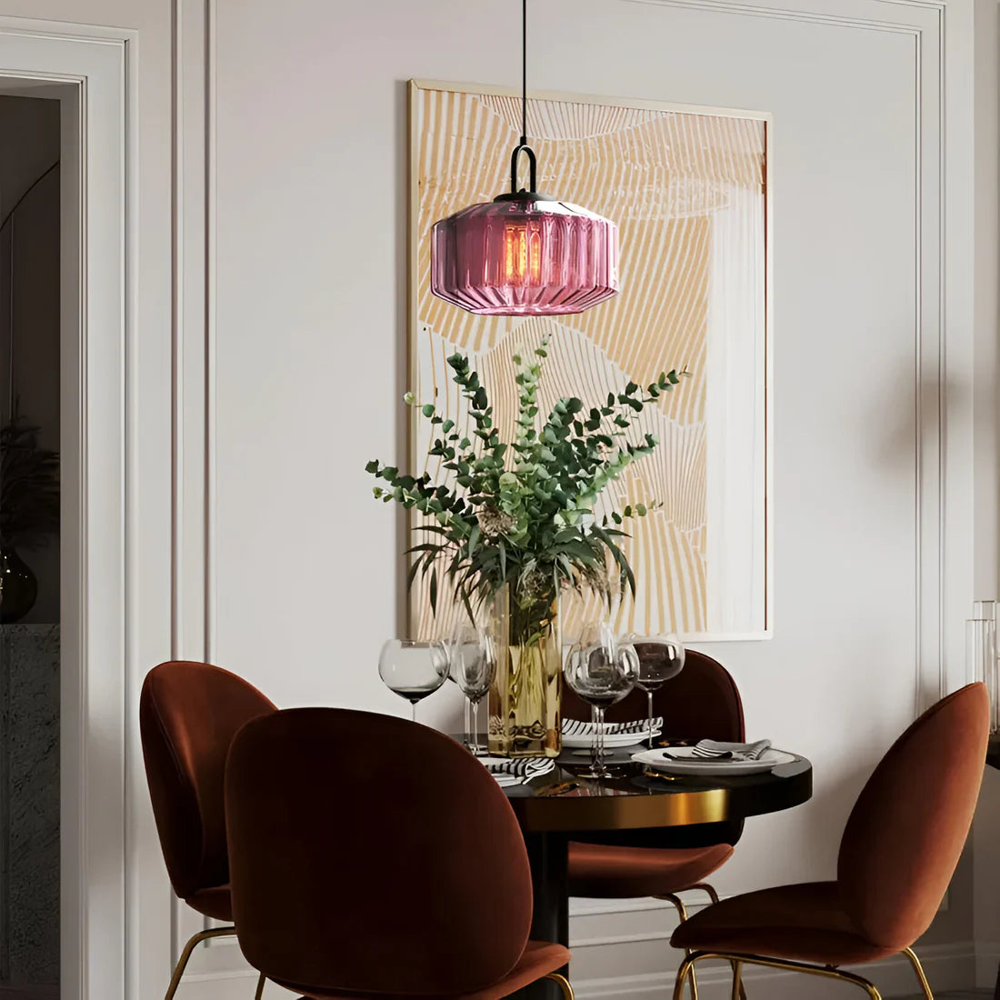 Retro Gekleurd Glazen Hanglamp