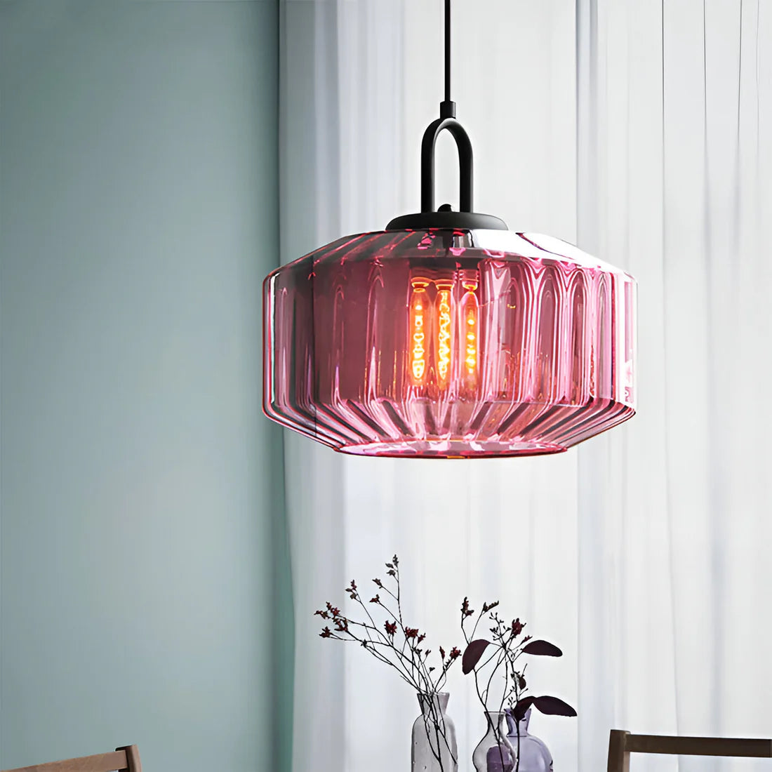 Retro Gekleurd Glazen Hanglamp