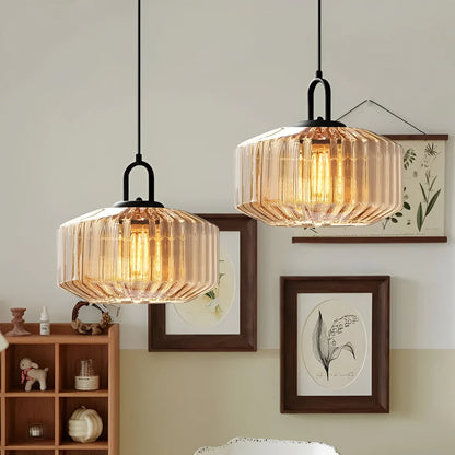 Retro Gekleurd Glazen Hanglamp