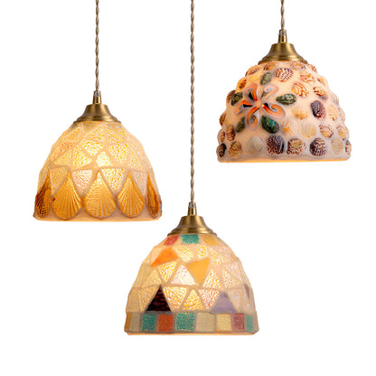 Retro Kleurrijke Schelp Handgemaakt Messing Hanglamp