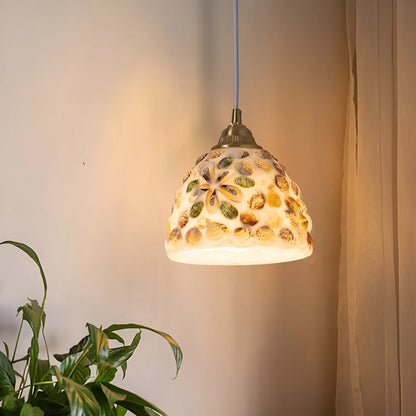 Retro Kleurrijke Schelp Handgemaakt Messing Hanglamp