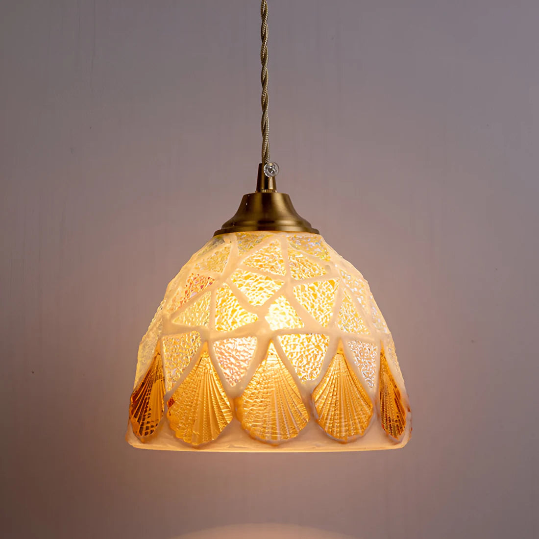 Retro Kleurrijke Schelp Handgemaakt Messing Hanglamp