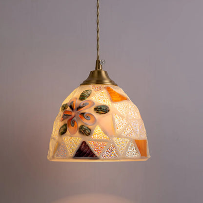 Retro Kleurrijke Schelp Handgemaakt Messing Hanglamp