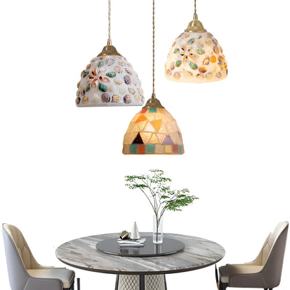 Retro Kleurrijke Schelp Handgemaakt Messing Hanglamp