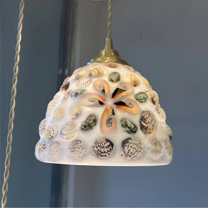 Retro Kleurrijke Schelp Handgemaakt Messing Hanglamp
