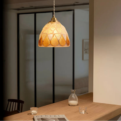 Retro Kleurrijke Schelp Handgemaakt Messing Hanglamp