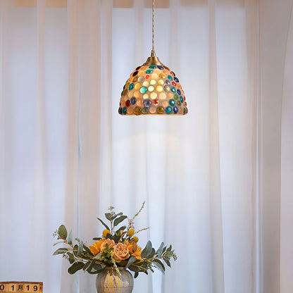 Retro Kleurrijke Schelp Handgemaakt Messing Hanglamp