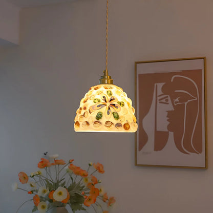 Retro Kleurrijke Schelp Handgemaakt Messing Hanglamp