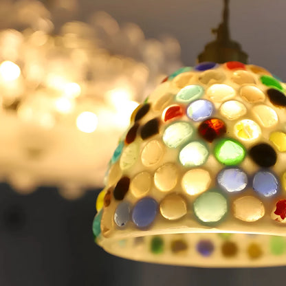 Retro Kleurrijke Schelp Handgemaakt Messing Hanglamp