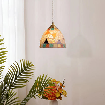 Retro Kleurrijke Schelp Handgemaakt Messing Hanglamp