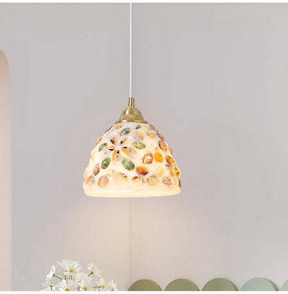Retro Kleurrijke Schelp Handgemaakt Messing Hanglamp