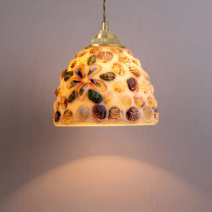 Retro Kleurrijke Schelp Handgemaakt Messing Hanglamp