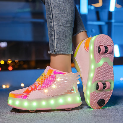 Rolschaatsen Sneakers Kinderen LED Oplaadbaar Canvas