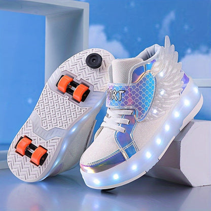 Rolschaatsen Sneakers Kinderen LED Oplaadbaar Canvas