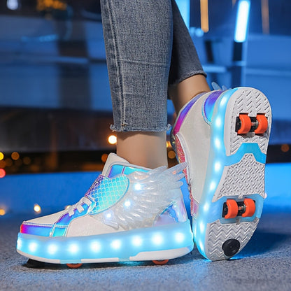 Rolschaatsen Sneakers Kinderen LED Oplaadbaar Canvas