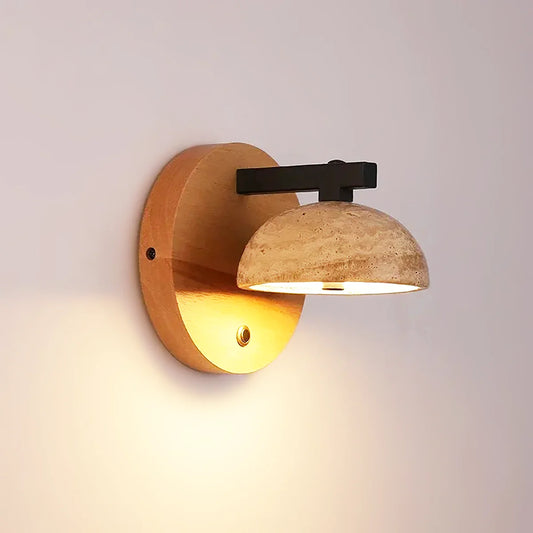 Ronde Hemisferische Travertin Wandlamp