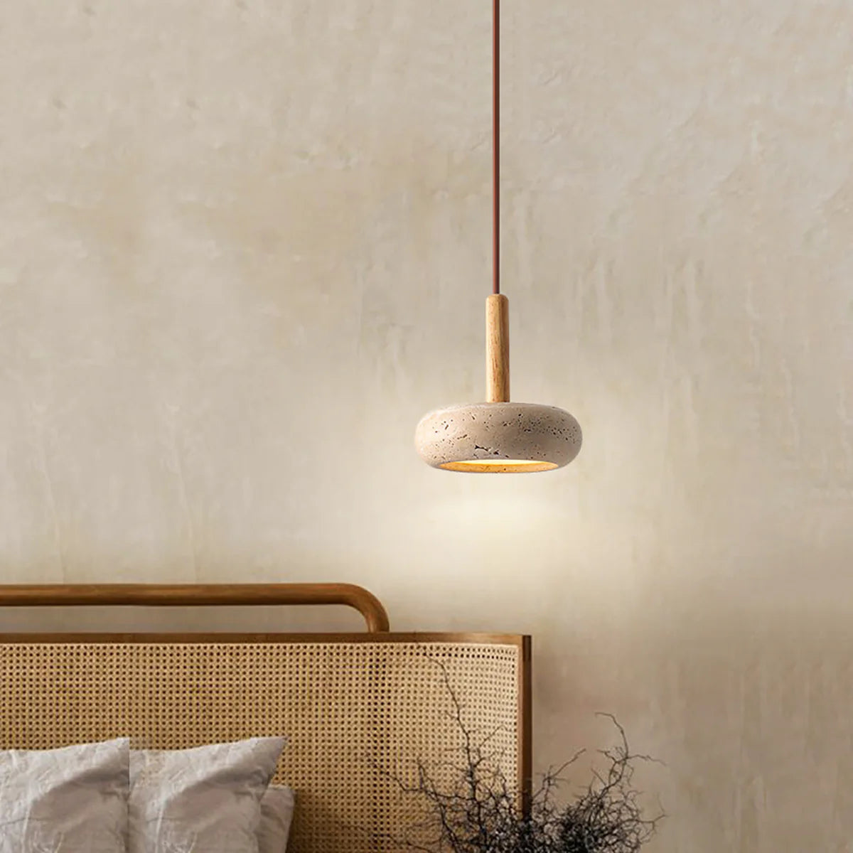 Zonnesteen Rond Travertin Hanglamp