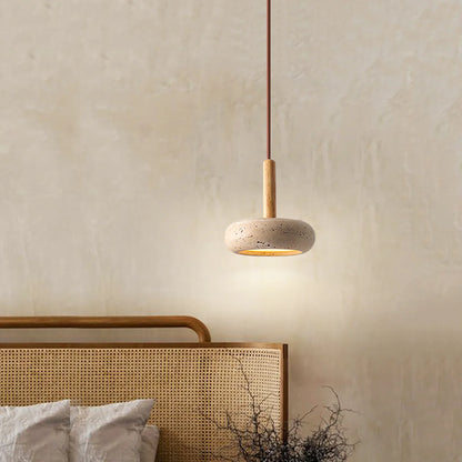 Zonnesteen Rond Travertin Hanglamp