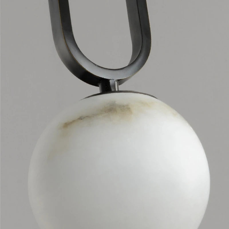 Moderne Hanglamp met Marmeren Ring en Glazen Bol